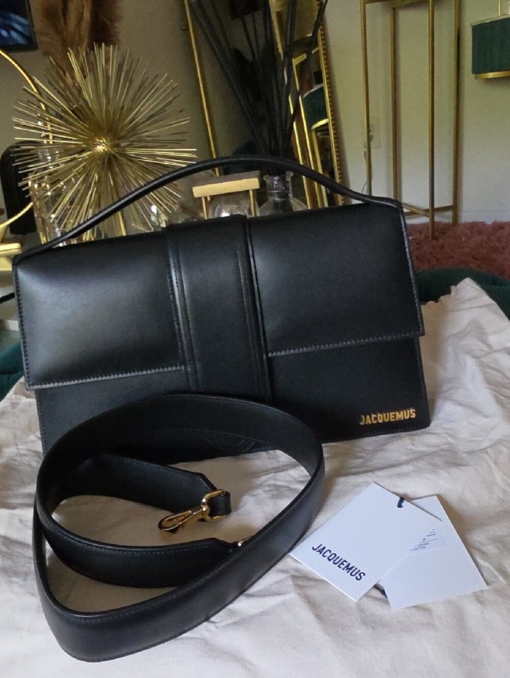 Jacquemus Le Bambinou Black Leather Shoulder Bag with Top Handle - Picture 3 of 9